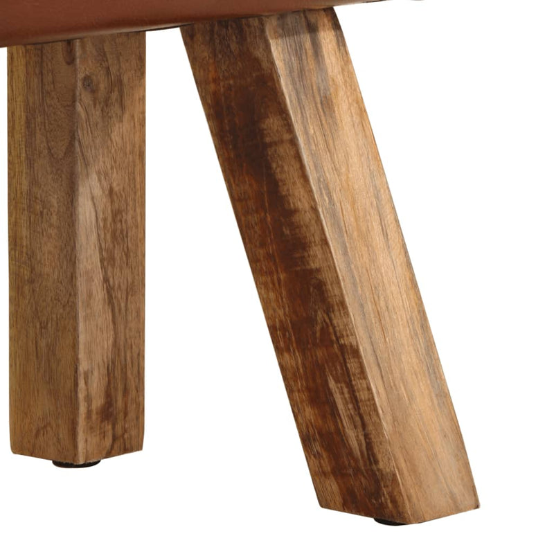 vidaXL barna valódi bőr és tömör mangófa tornapad 58 cm