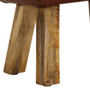 vidaXL barna valódi bőr és tömör mangófa tornapad 38 cm