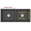 vidaXL fekete kézzel készült rozsdamentes acél mosogató