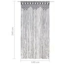 vidaXL antracitszürke makramé pamutfüggöny 140 x 240 cm