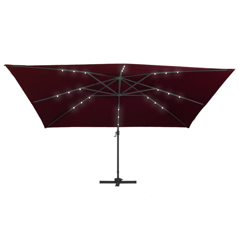 vidaXL bordó konzolos napernyő LED-világítással 400 x 300 cm