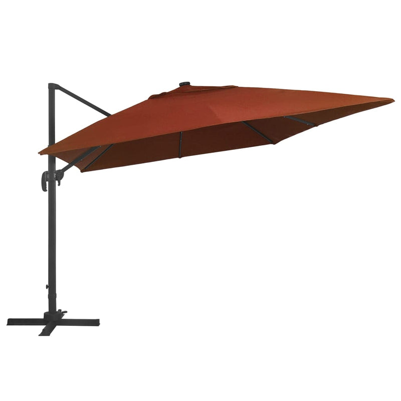 vidaXL terrakotta konzolos napernyő LED-világítással 400 x 300 cm
