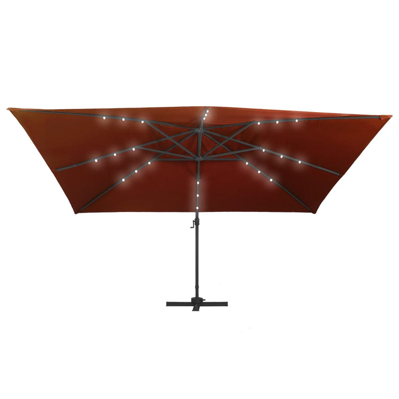 vidaXL terrakotta konzolos napernyő LED-világítással 400 x 300 cm