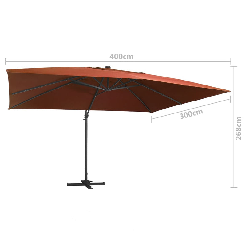 vidaXL terrakotta konzolos napernyő LED-világítással 400 x 300 cm
