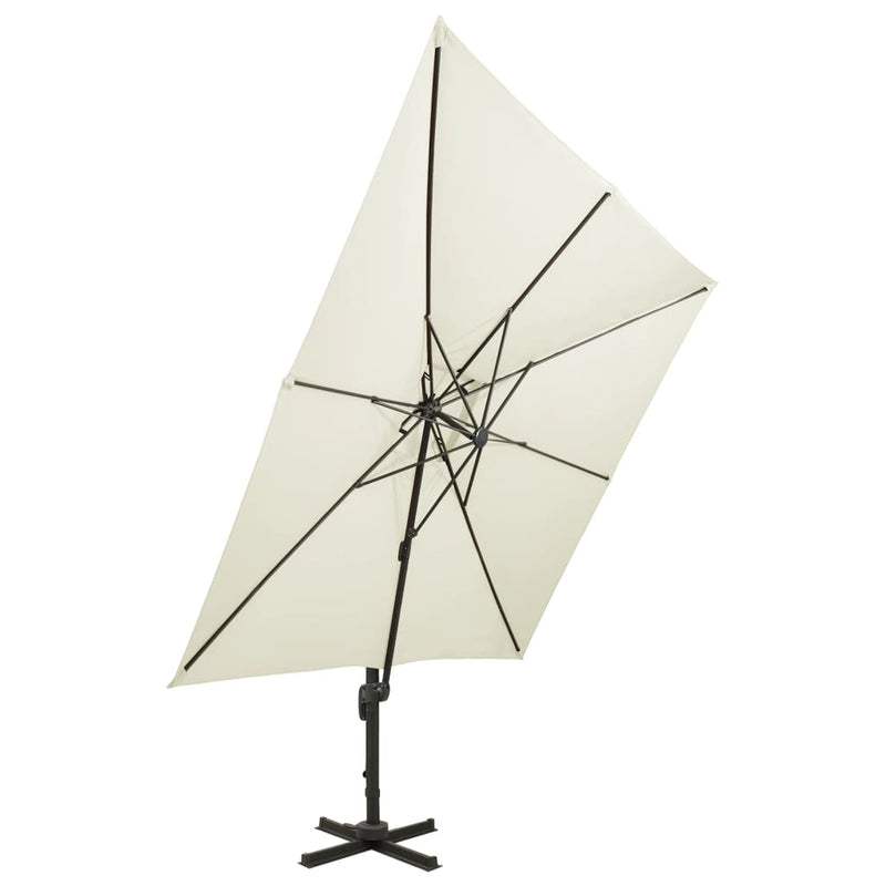 vidaXL homokszínű dupla tetejű konzolos napernyő 300 x 300 cm