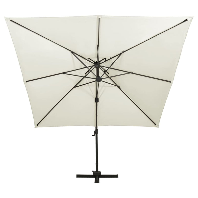 vidaXL homokszínű dupla tetejű konzolos napernyő 300 x 300 cm