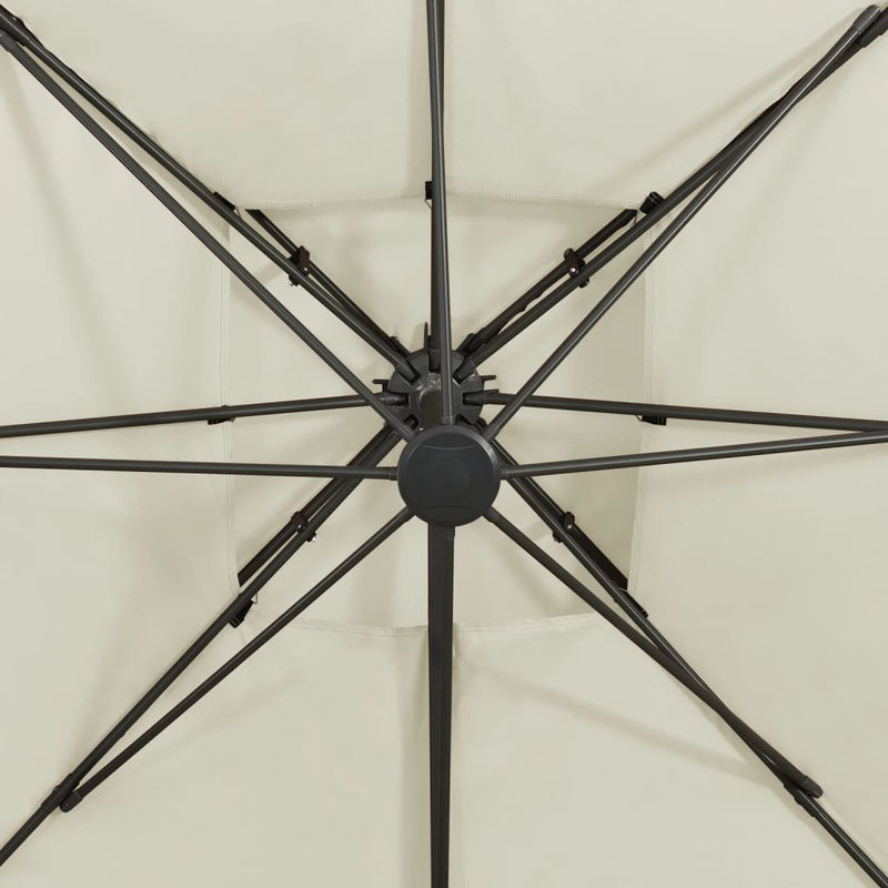 vidaXL homokszínű dupla tetejű konzolos napernyő 300 x 300 cm