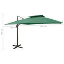 vidaXL zöld dupla tetejű konzolos napernyő 300 x 300 cm