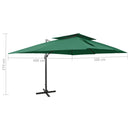 vidaXL zöld dupla tetejű konzolos napernyő 400 x 300 cm