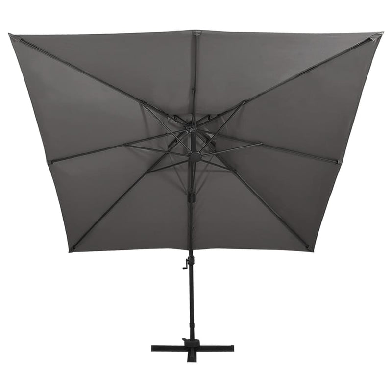 vidaXL antracitszürke dupla tetejű konzolos napernyő 300 x 300 cm