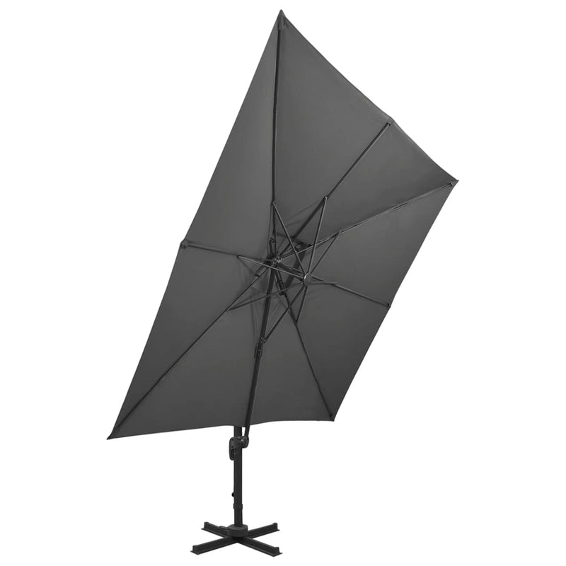 vidaXL antracitszürke dupla tetejű konzolos napernyő 300 x 300 cm