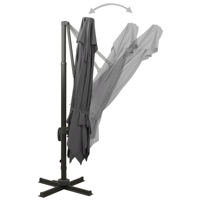 vidaXL antracitszürke dupla tetejű konzolos napernyő 300 x 300 cm