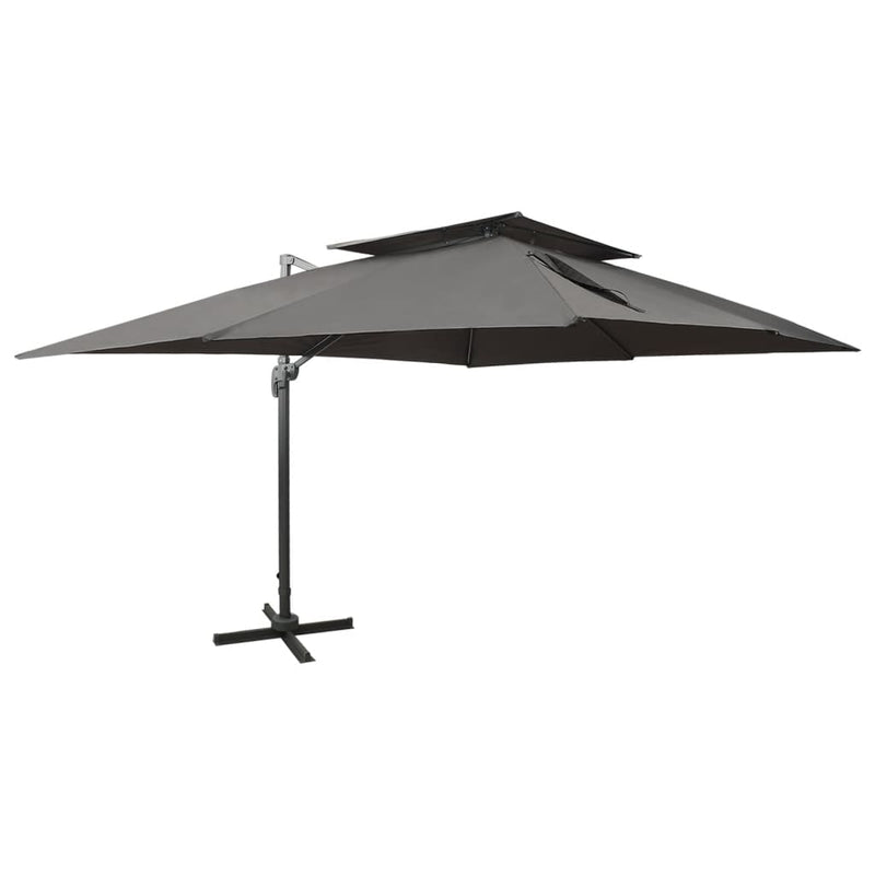 vidaXL antracitszürke dupla tetejű konzolos napernyő 400 x 300 cm
