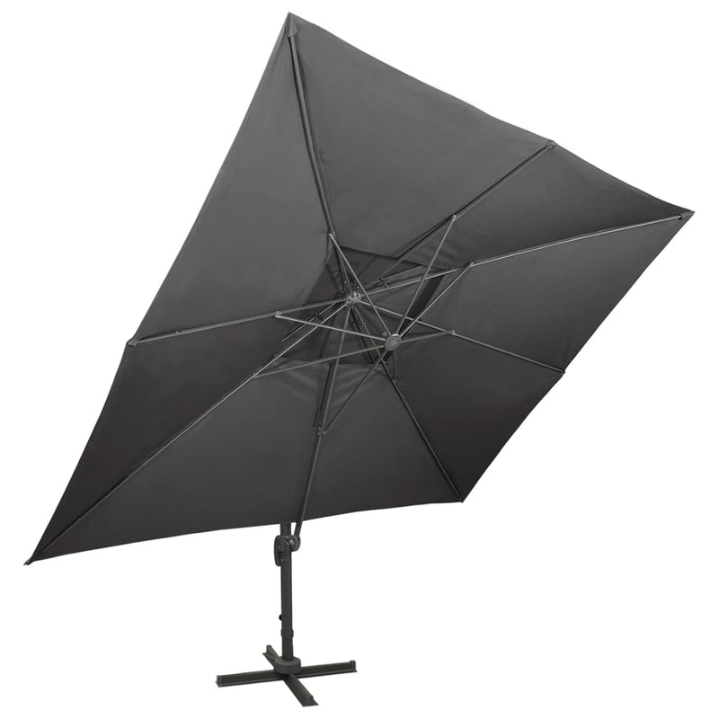 vidaXL antracitszürke dupla tetejű konzolos napernyő 400 x 300 cm