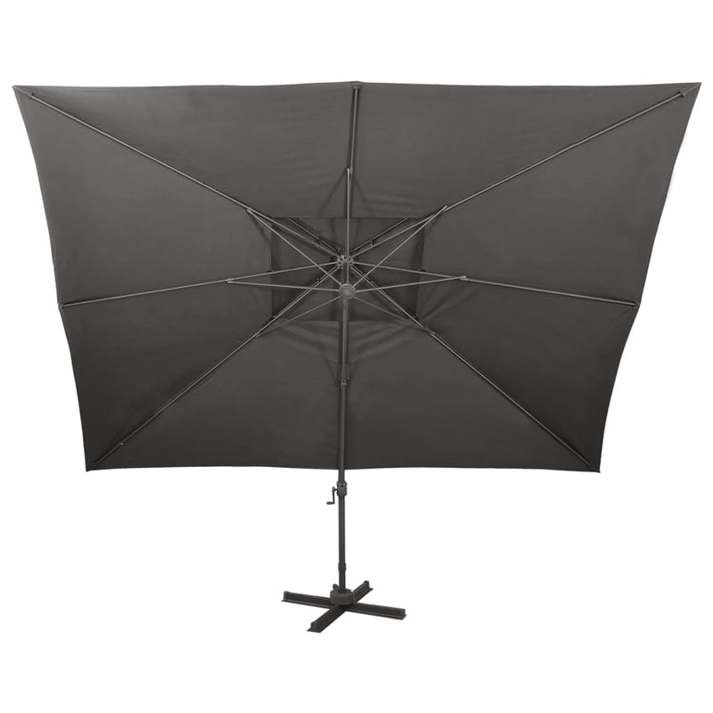 vidaXL antracitszürke dupla tetejű konzolos napernyő 400 x 300 cm