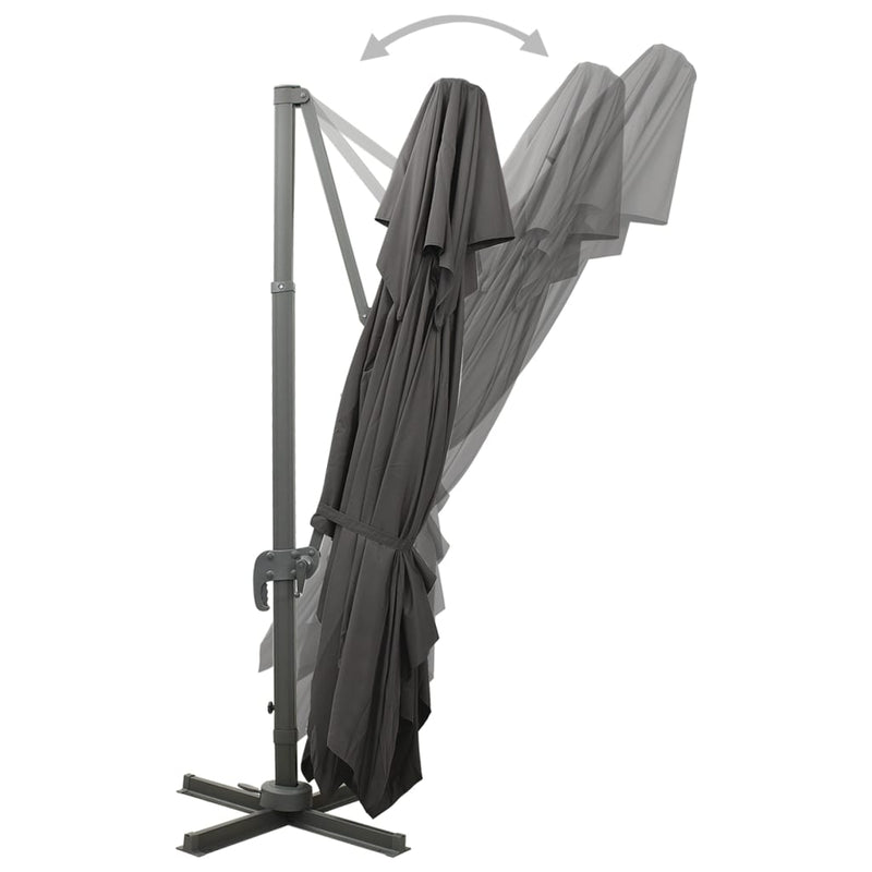 vidaXL antracitszürke dupla tetejű konzolos napernyő 400 x 300 cm
