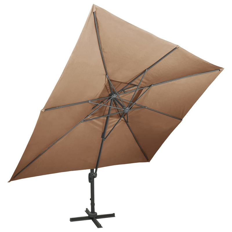 vidaXL tópszínű dupla tetejű konzolos napernyő 400 x 300 cm