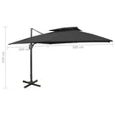 vidaXL fekete dupla tetejű konzolos napernyő 300 x 300 cm