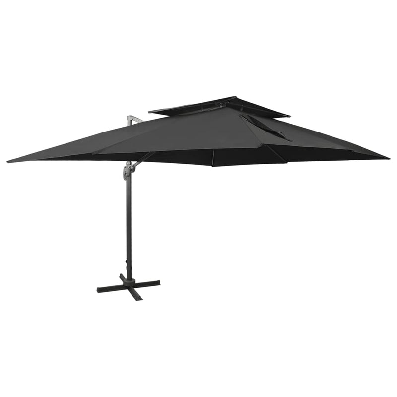 vidaXL fekete dupla tetejű konzolos napernyő 400 x 300 cm