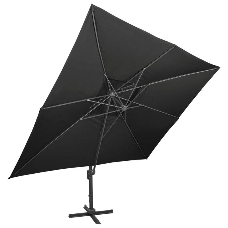 vidaXL fekete dupla tetejű konzolos napernyő 400 x 300 cm