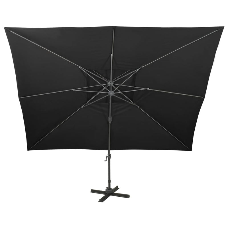 vidaXL fekete dupla tetejű konzolos napernyő 400 x 300 cm