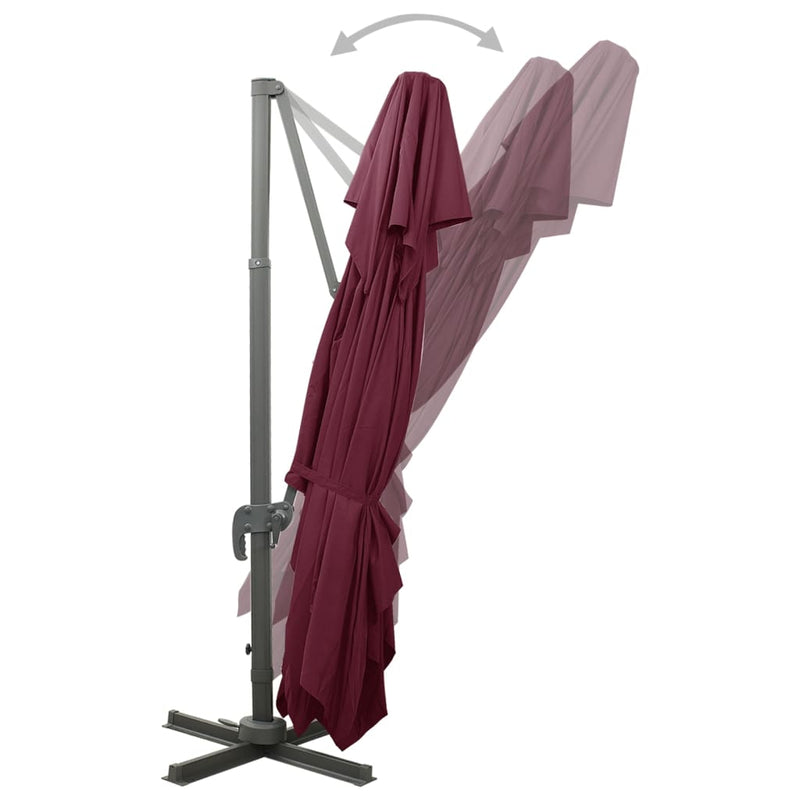 vidaXL bordó dupla tetejű konzolos napernyő 400 x 300 cm