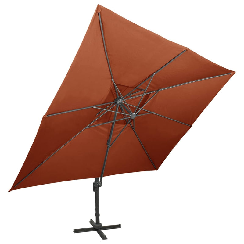 vidaXL terrakotta színű dupla tetejű konzolos napernyő 400 x 300 cm