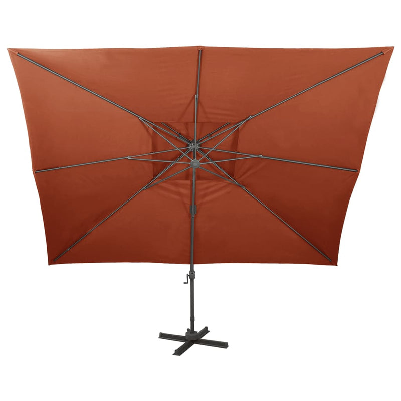 vidaXL terrakotta színű dupla tetejű konzolos napernyő 400 x 300 cm