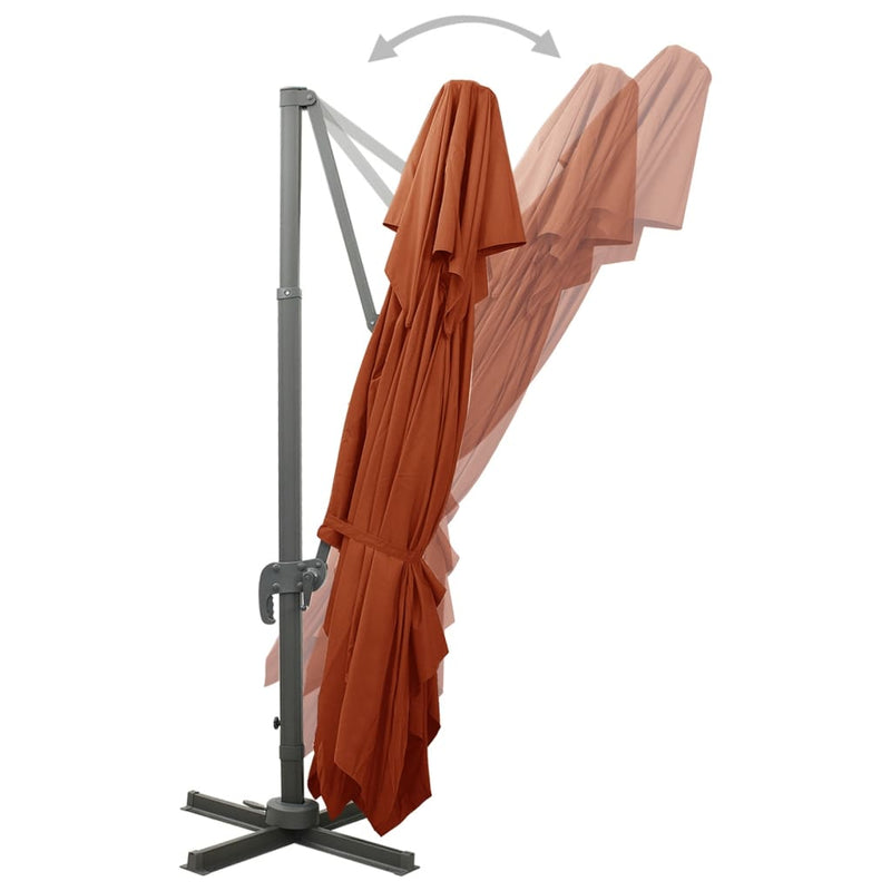 vidaXL terrakotta színű dupla tetejű konzolos napernyő 400 x 300 cm