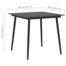 vidaXL fekete acél és üveg kerti étkezőasztal 80 x 80 x 74 cm