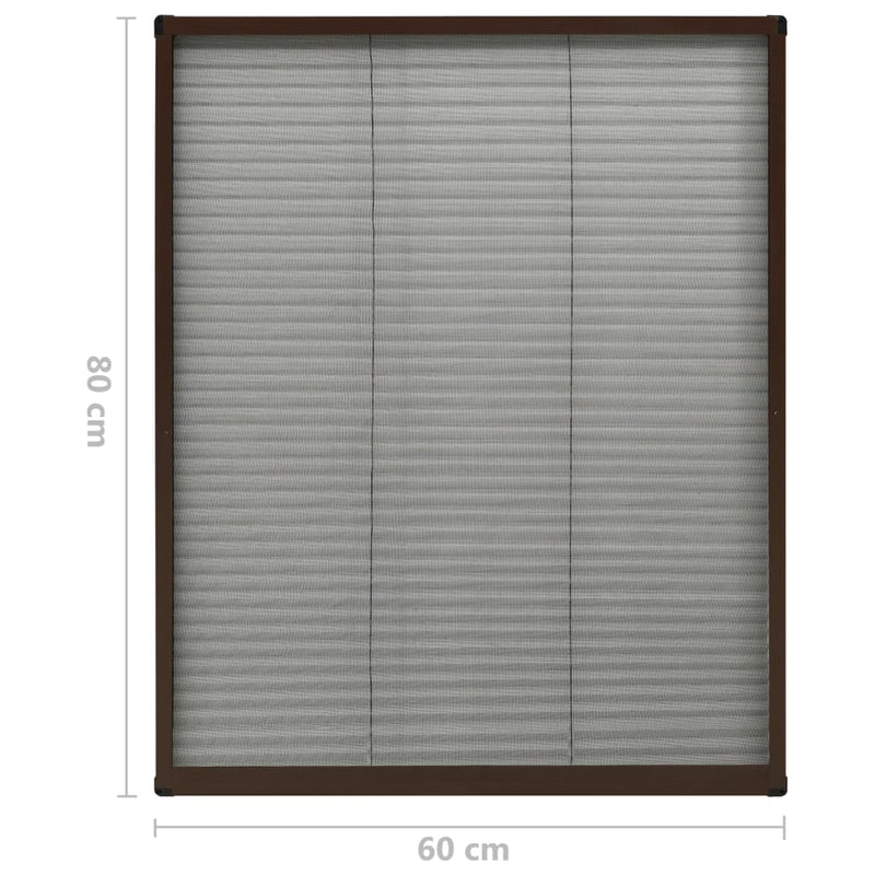 vidaXL barna alumínium pliszé ablakszúnyogháló 60 x 80 cm