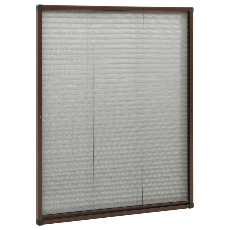 vidaXL barna alumínium pliszé ablakszúnyogháló 80 x 100 cm