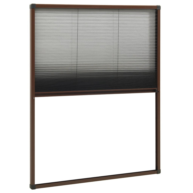 vidaXL barna alumínium pliszé ablakszúnyogháló 80 x 100 cm