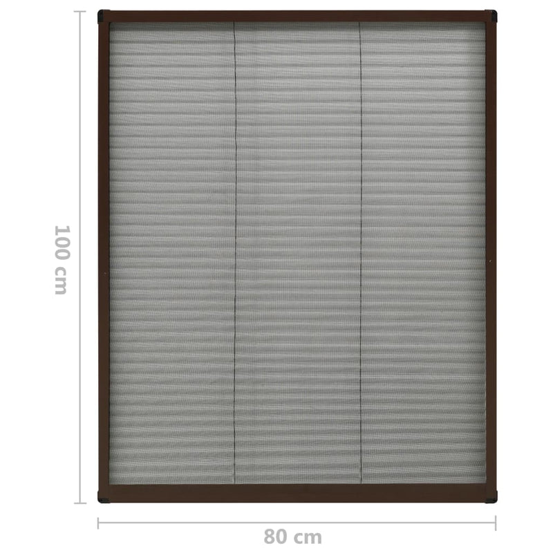 vidaXL barna alumínium pliszé ablakszúnyogháló 80 x 100 cm