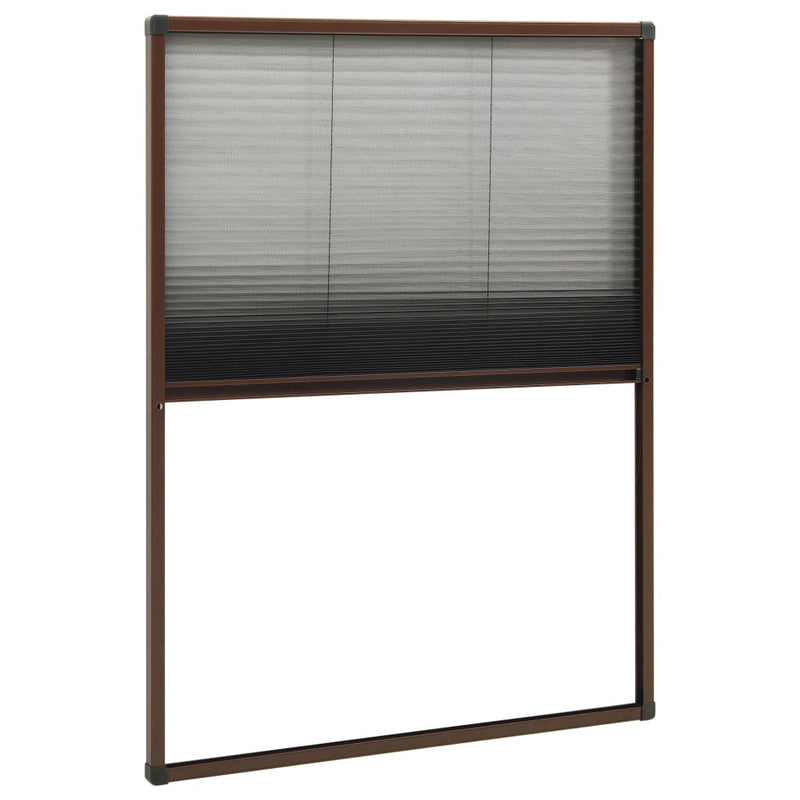 vidaXL barna alumínium pliszé ablakszúnyogháló 80 x 120 cm