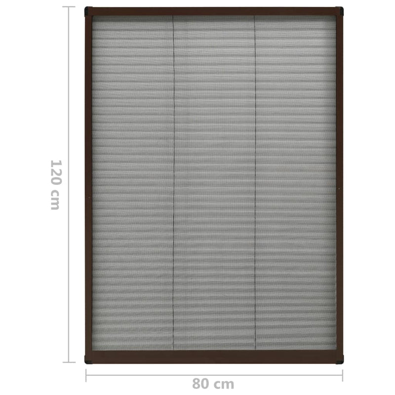 vidaXL barna alumínium pliszé ablakszúnyogháló 80 x 120 cm