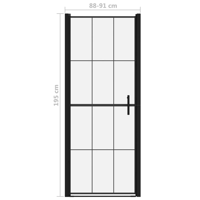 vidaXL fekete edzett üveg zuhanyajtó 91 x 195 cm