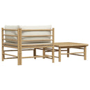 vidaXL 2 részes bambusz kerti bútorszett krémfehér párnákkal