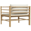 vidaXL bambusz kerti kanapé krémfehér párnákkal