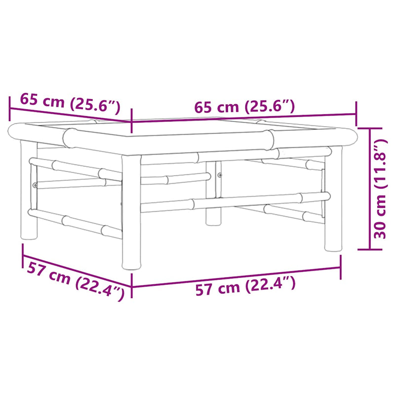 vidaXL bambusz kerti asztal 65 x 65 x 30 cm