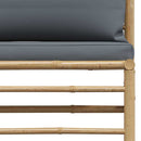 vidaXL bambusz kerti középső kanapé sötétszürke párnákkal