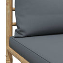 vidaXL bambusz kerti középső kanapé sötétszürke párnákkal