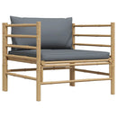 vidaXL bambusz kerti kanapé sötétszürke párnákkal