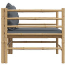 vidaXL bambusz kerti kanapé sötétszürke párnákkal