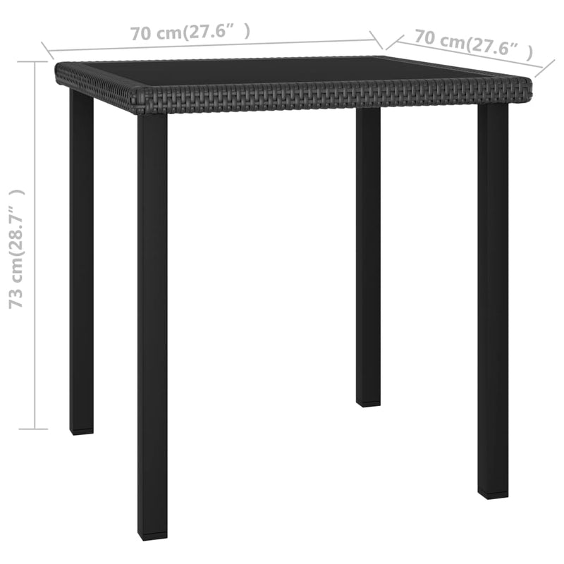 vidaXL fekete polyrattan kerti étkezőasztal 70 x 70 x 73 cm
