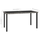 vidaXL szürke polyrattan kerti étkezőasztal 140 x 70 x 73 cm