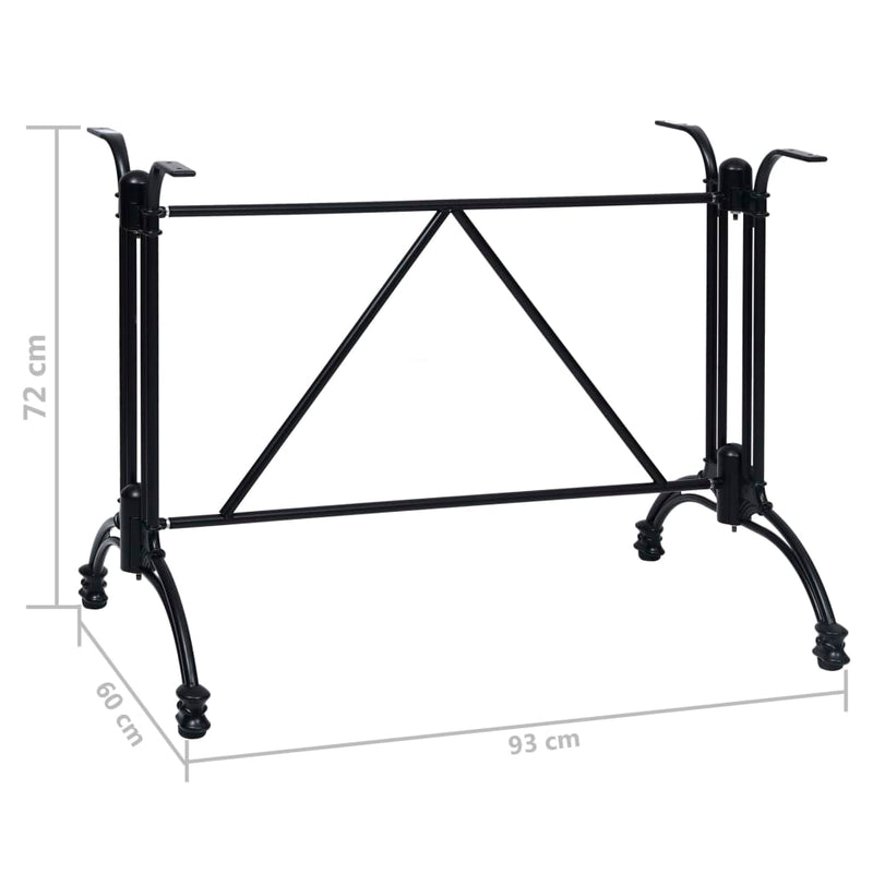 vidaXL fekete öntött alumínium bisztróasztalláb 93 x 60 x 72 cm