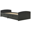 vidaXL szürke tömör fenyőfa ágykeret 2 fiókkal 90 x 200 cm