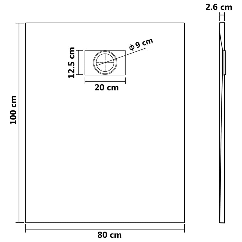 vidaXL barna SMC zuhanytálca 100 x 80 cm