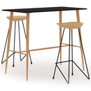 vidaXL 3 részes fekete bárszett